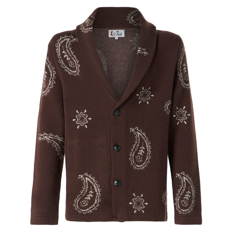 Man knit jacket with Paisley print