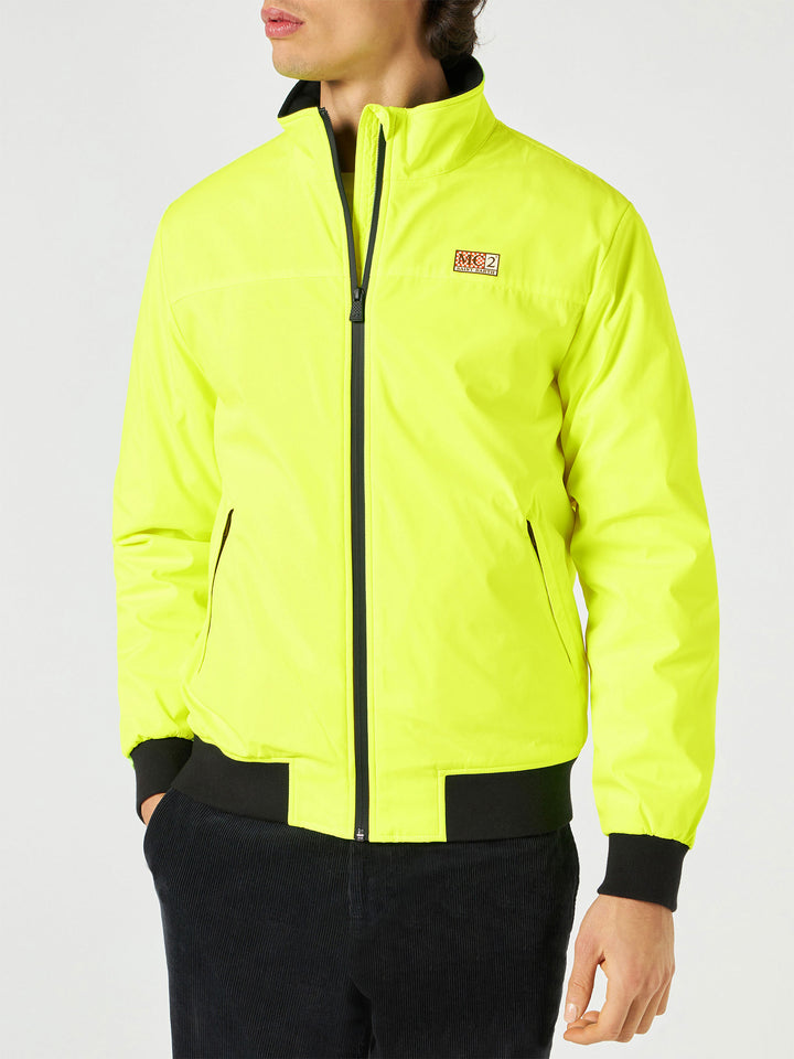 Neongelbe Bomberjacke Country für Herren mit pelzigem Futter
