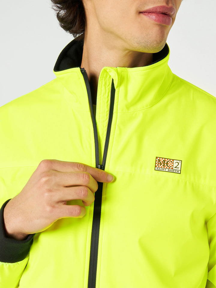 Neongelbe Bomberjacke Country für Herren mit pelzigem Futter