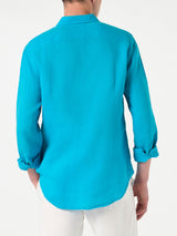 Man turquoise linen Pamplona shirt