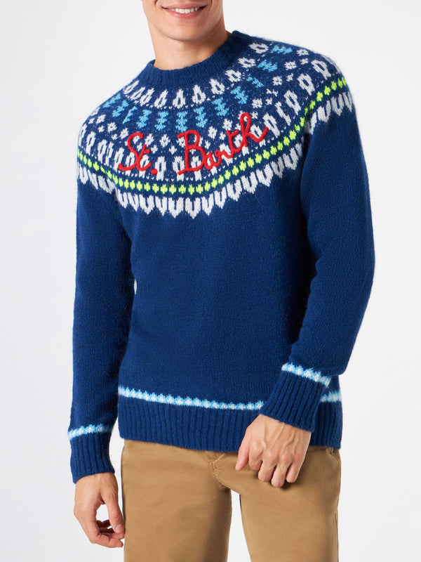 Man brushed sweater with icelandic jacquard