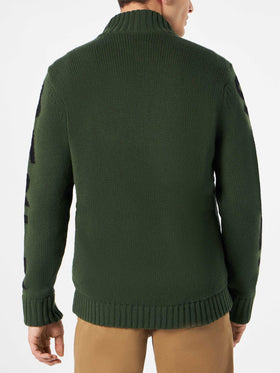 Man military green padded jacket