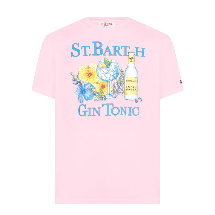 Man cotton t-shirt with Gin and flower print - MC2 Saint Barth