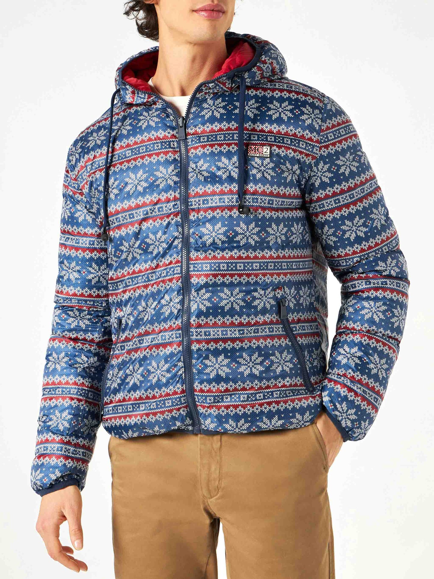 Man double face red down jacket Courchevel - MC2 Saint Barth