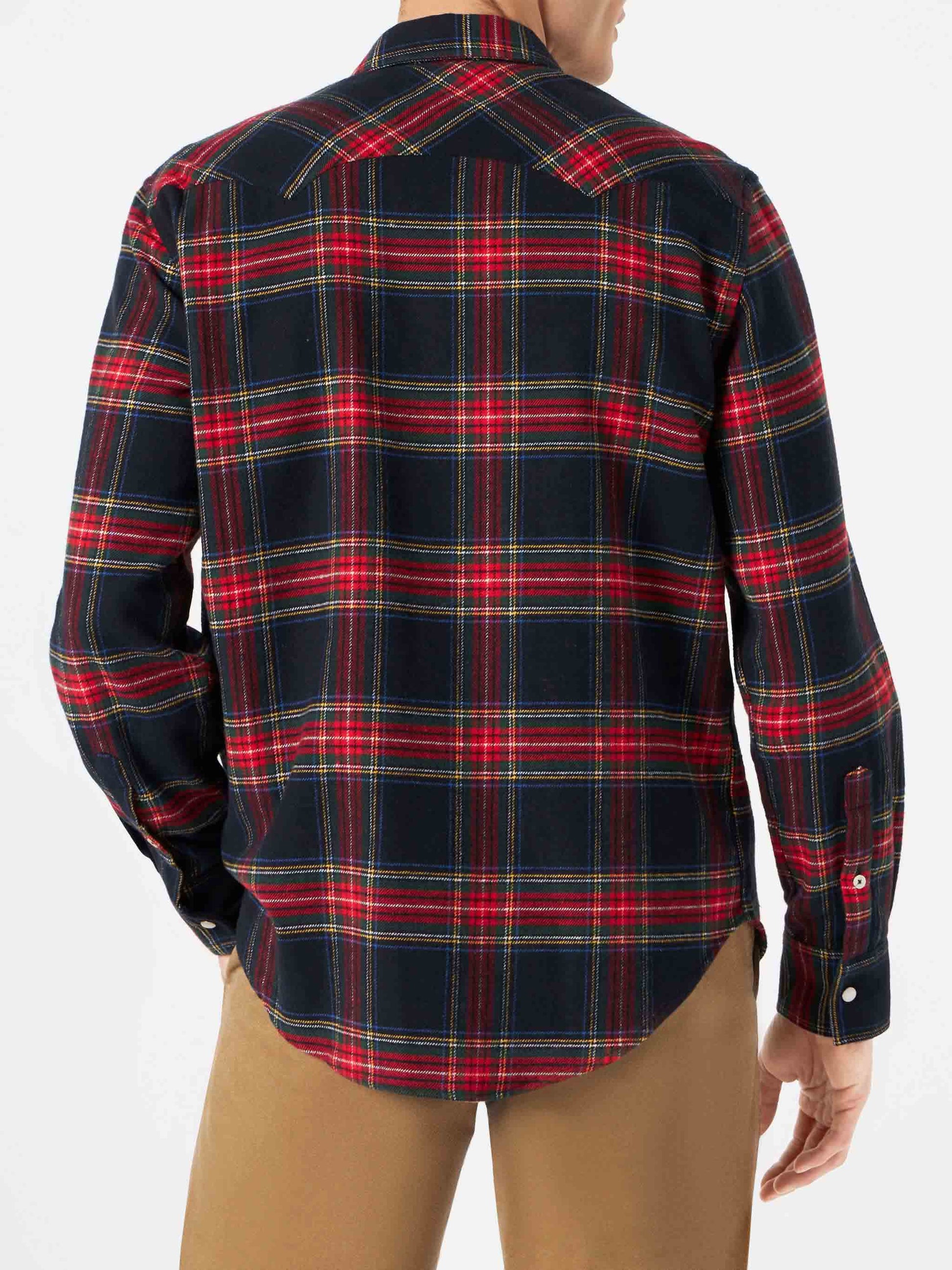 Man shirt with navy blue tartan - MC2 Saint Barth