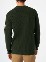 Man ribbed green sweater