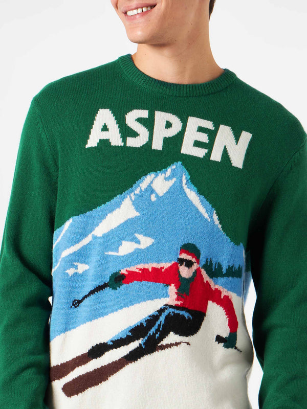 Maglia da uomo stampa cartolina vintage Aspen