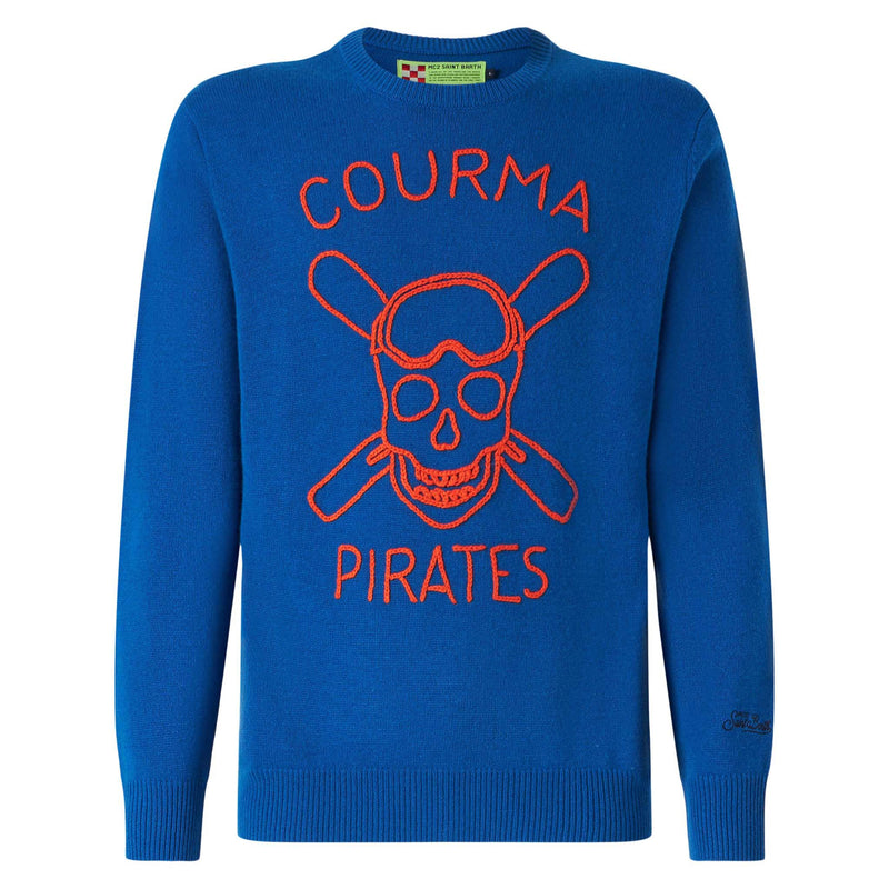 Maglia da uomo blu con ricamo Courma Pirates