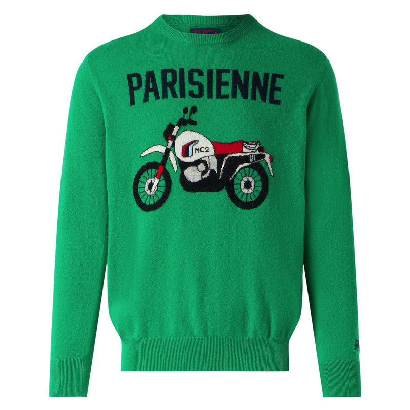 Maglione da uomo stampa jacquard motorbike