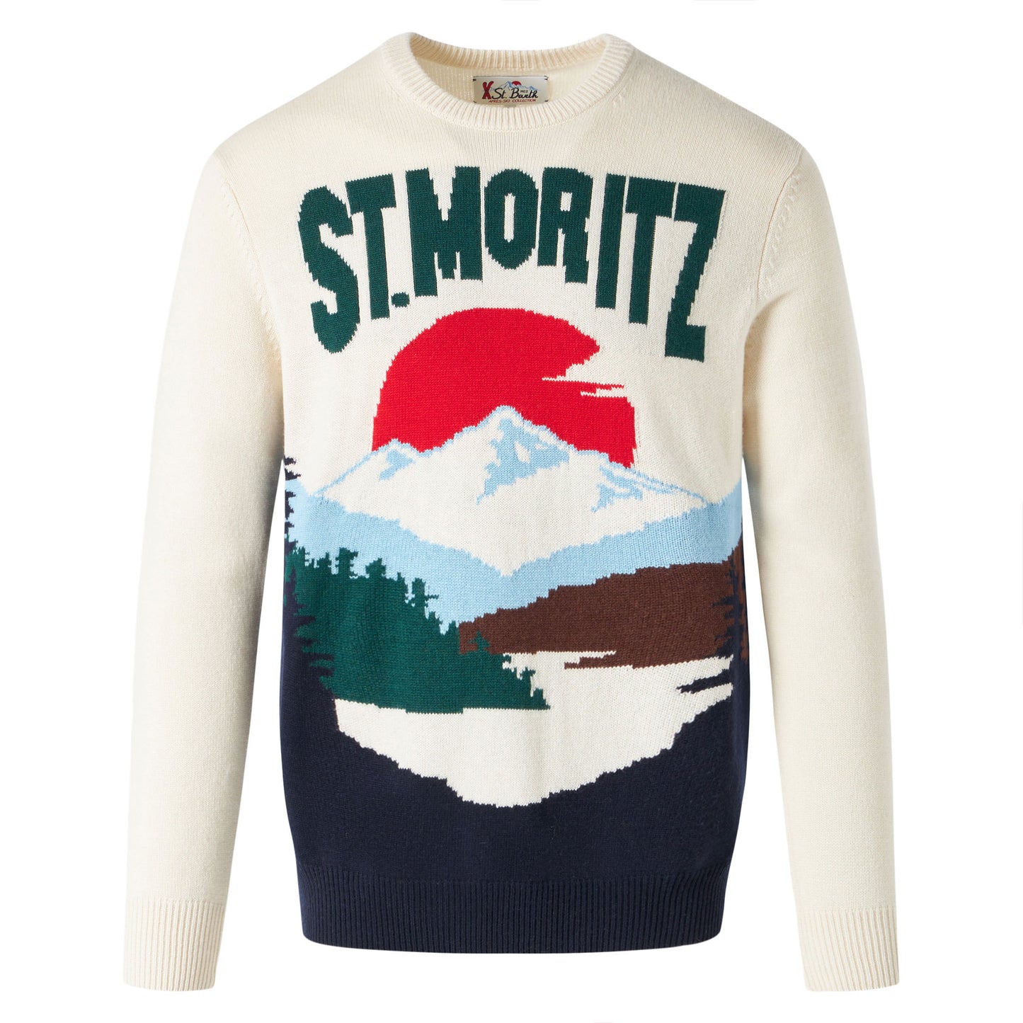 Maglione da uomo con stampa cartoline di St.Moritz