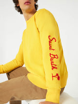 Gelbes Herren-Sweatshirt mit Saint-Barth-Stickerei