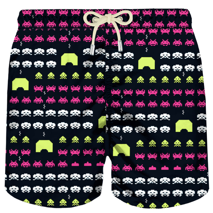 Herren-Badeshorts aus leichtem Stoff mit Weltraum-Print