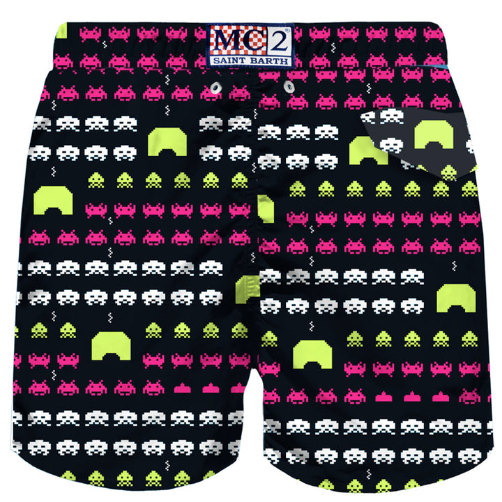 Herren-Badeshorts aus leichtem Stoff mit Weltraum-Print