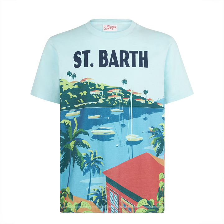 Man cotton t-shirt with Saint Barth postcard print - MC2 Saint Barth