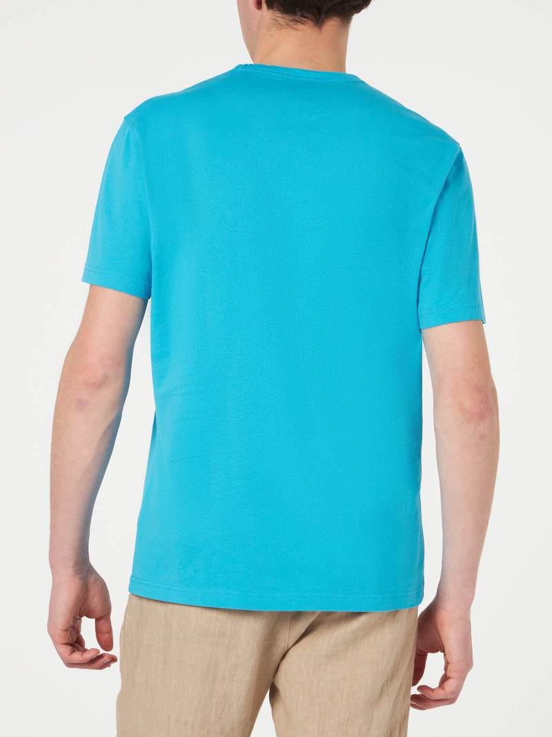 T-shirt da uomo in cotone azzurro