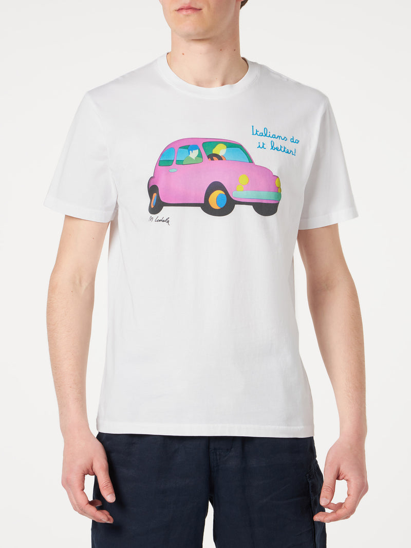 Man cotton t-shirt with Lodola Car print | MARCO LODOLA ART SPECIAL EDITION