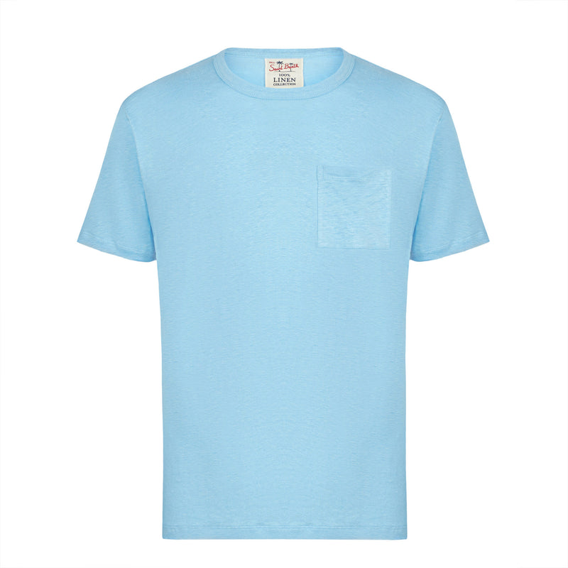 Man light blue linen jersey t-shirt