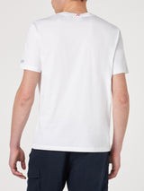 T-shirt da uomo bianca in cotone con stampa St. Barth Padel Club