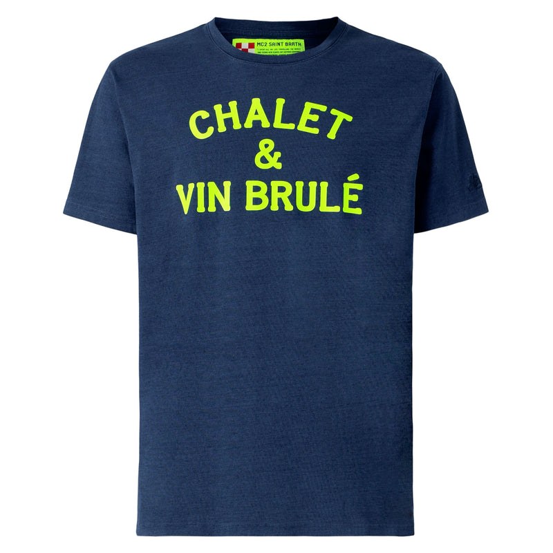 T-Shirt Herren Chalet &amp; Vin Brulé neongelber Aufdruck