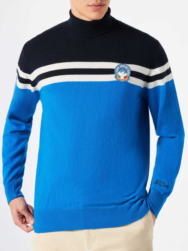 Maglione a dolcevita in misto cashmere con patch
