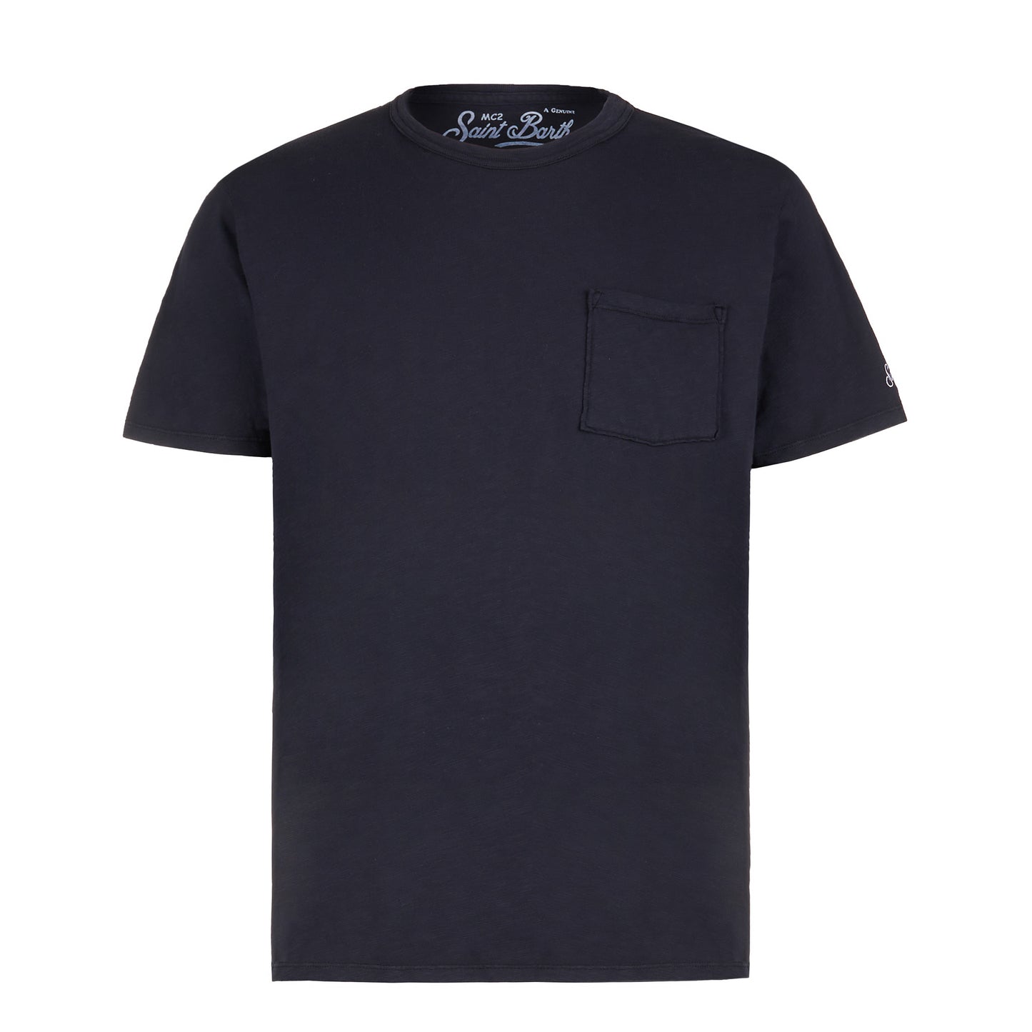Blaues Marine-T-Shirt für Herren mit Vordertasche