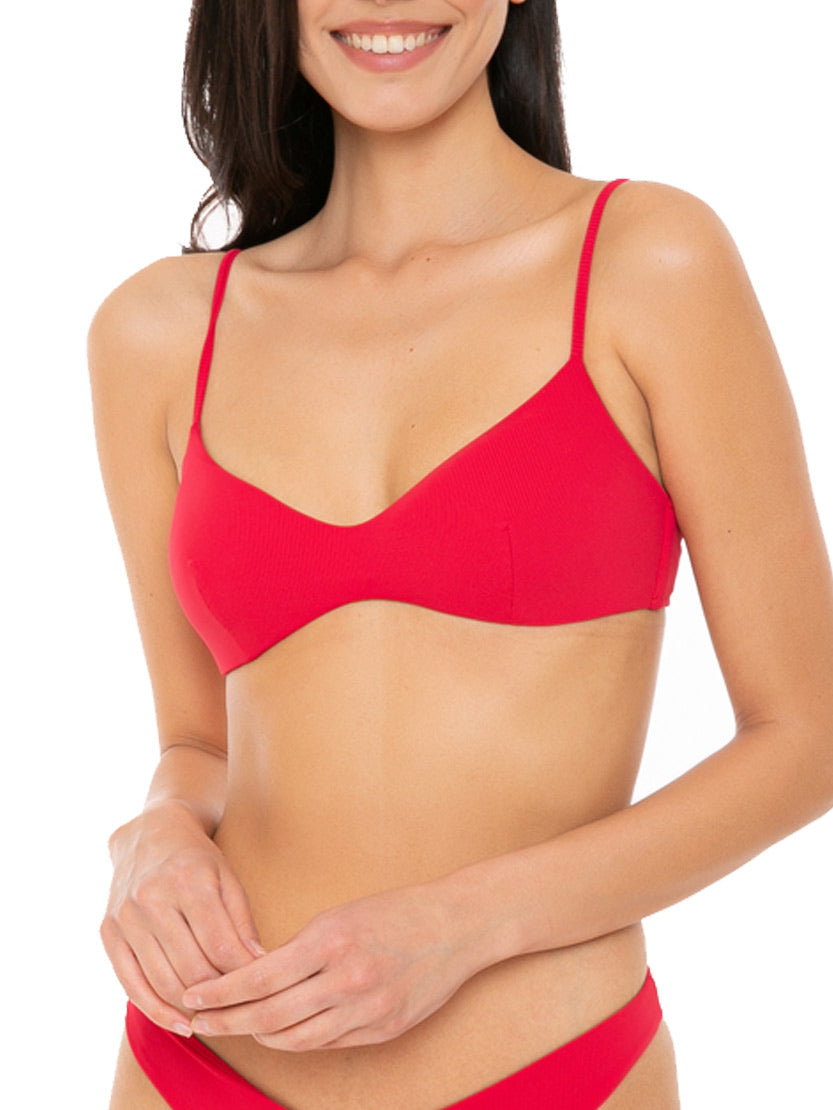 Rotes geripptes Bralette