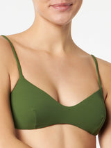 Bralette mit geripptem Oberteil in Militärgrün