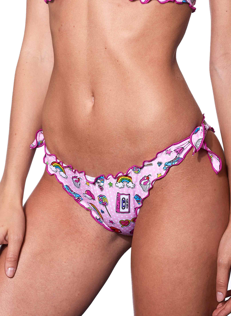 Woman cheeky swim briefs with multicolor pattern