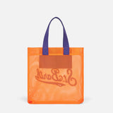 Mesh orange shopper bag with front terry embroidery