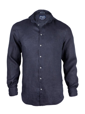 Man blue navy linen Pamplona shirt - MC2 Saint Barth