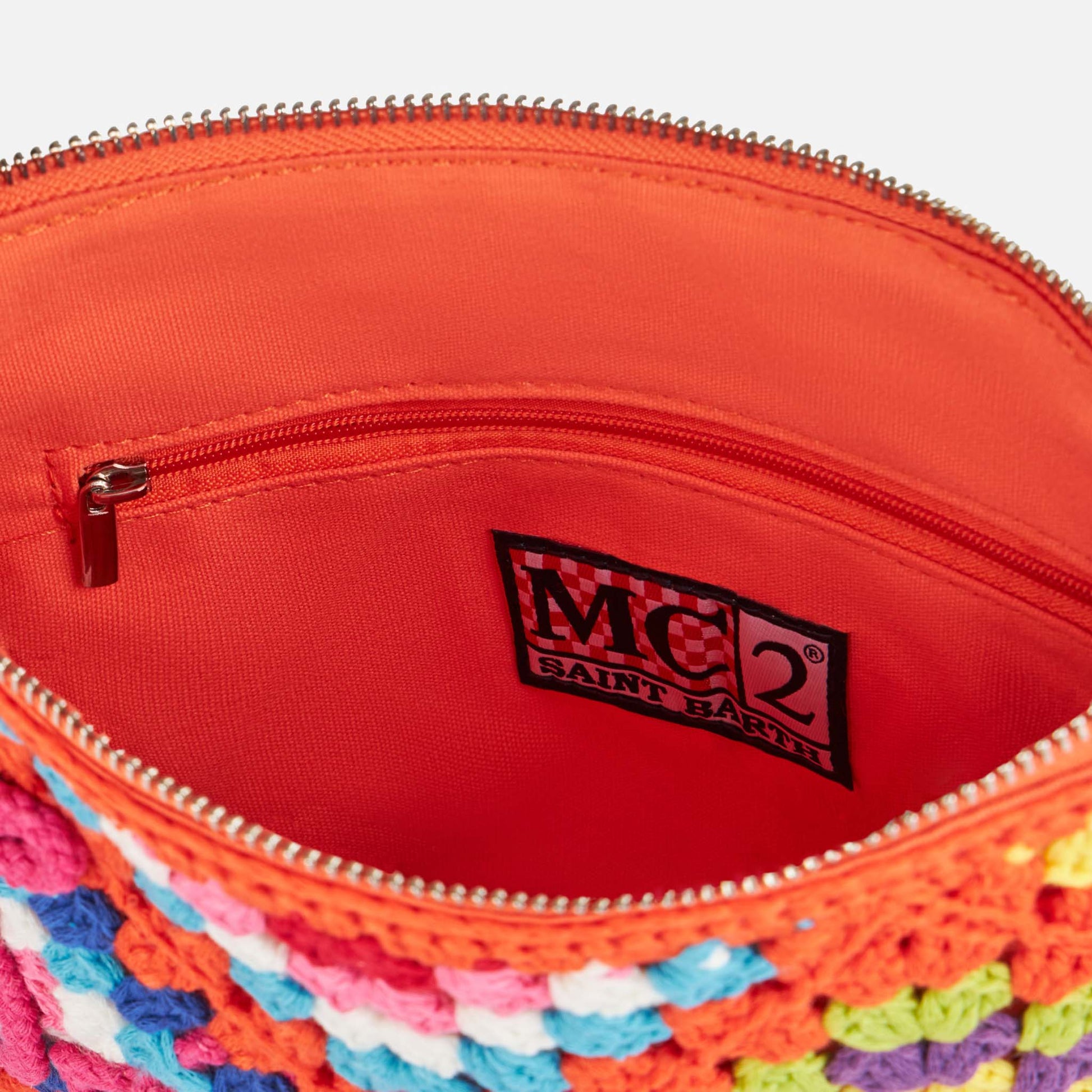 Parisienne orange crochet pouch bag with Saint Barth - MC2 Saint Barth