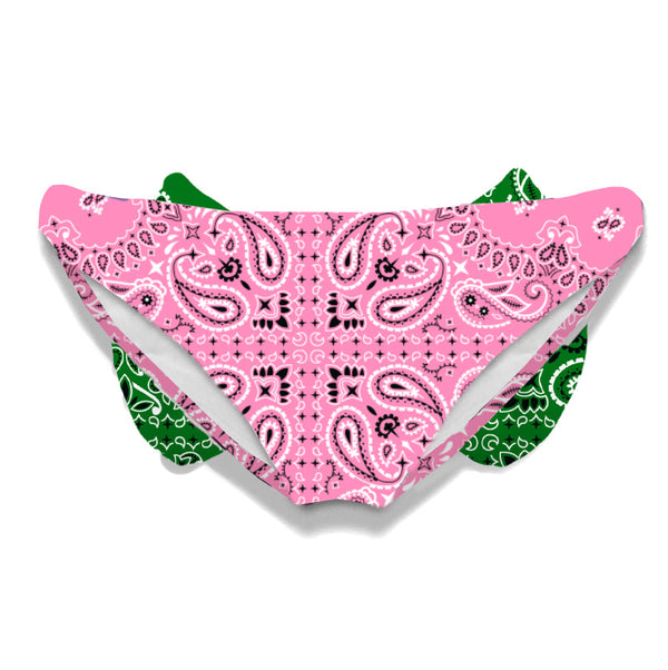 Girl swim briefs with bandanna print