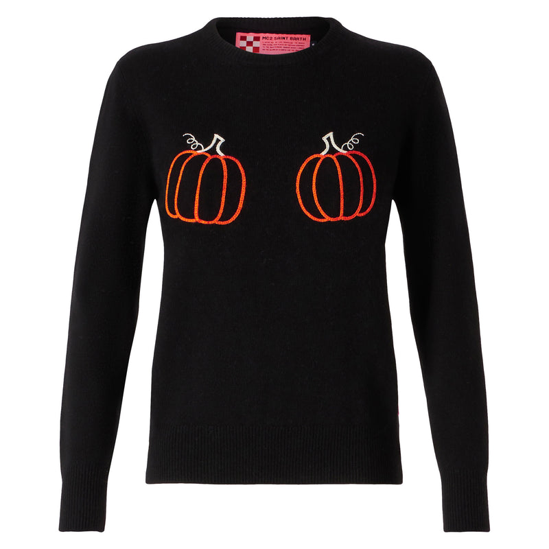 Woman sweater with pumpkins embroidery