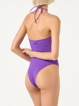 Purple cutout one piece swimsuit