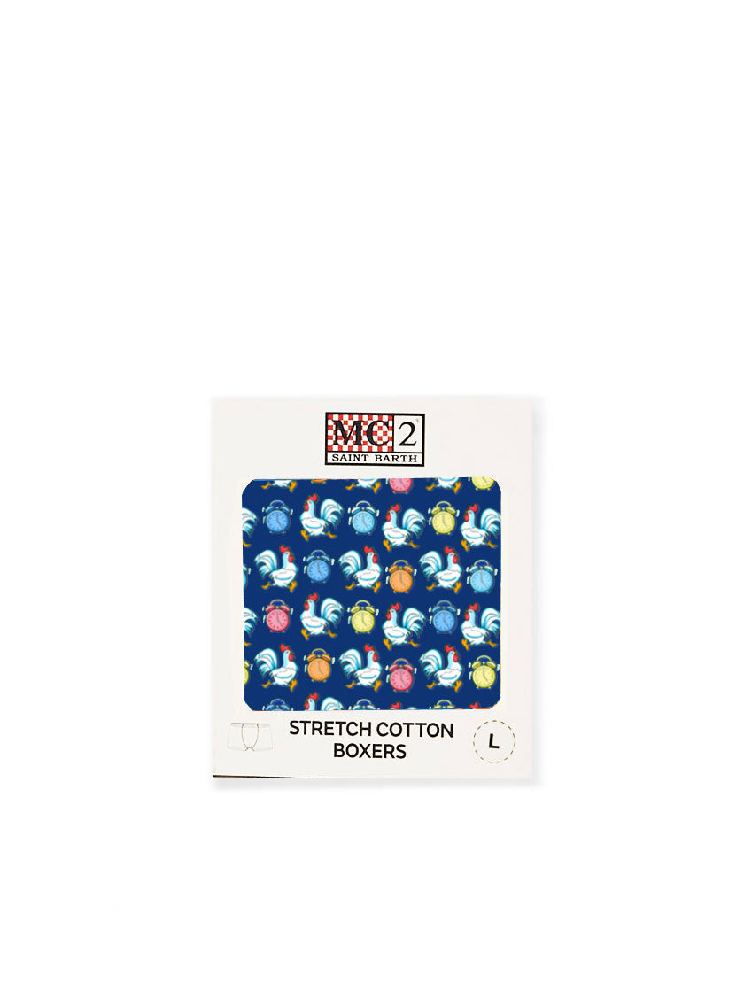 Micro roosters and alarms print underwear boxer - MC2 Saint Barth