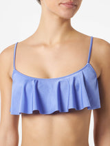 Fliederfarbener Damen-Bralette-Bikini mit Volant