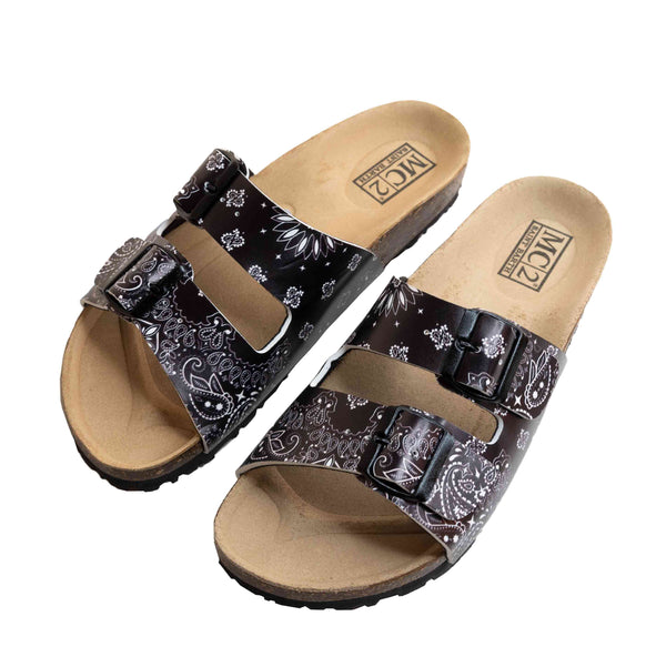 Man black cork sandals