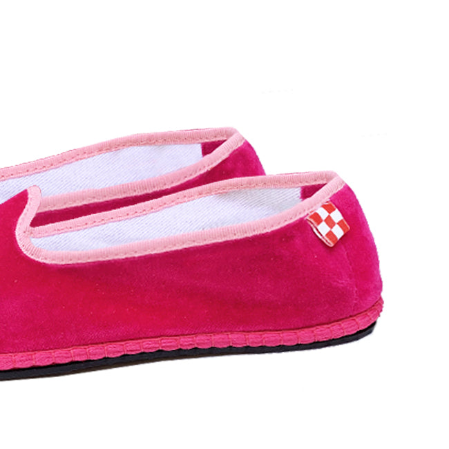 Pantofole friulane in velluto fucsia