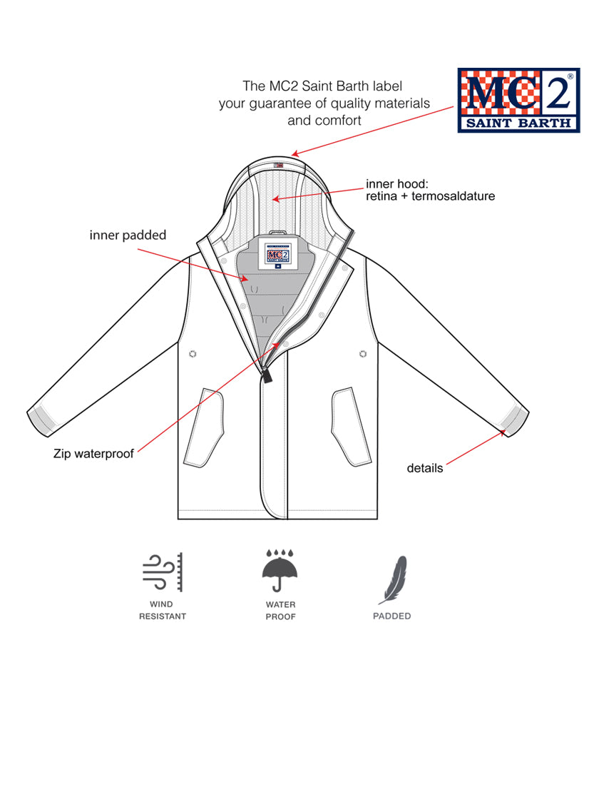 Blaue Parkajacke mit Kapuze für Jungen Voyager Jr