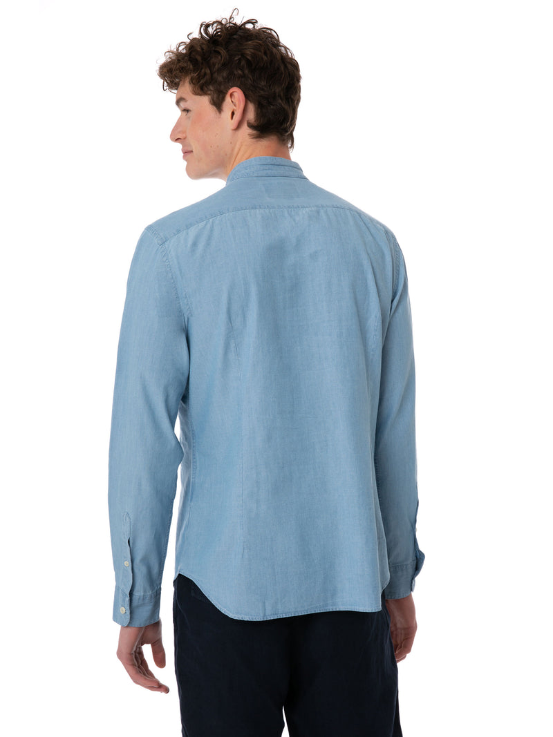 Camicia da uomo in lino denim celeste