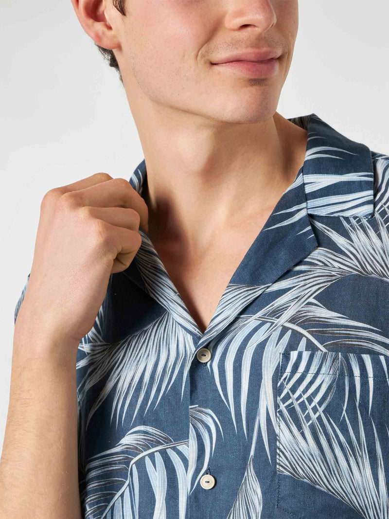 Camicia da uomo con stampa foglie