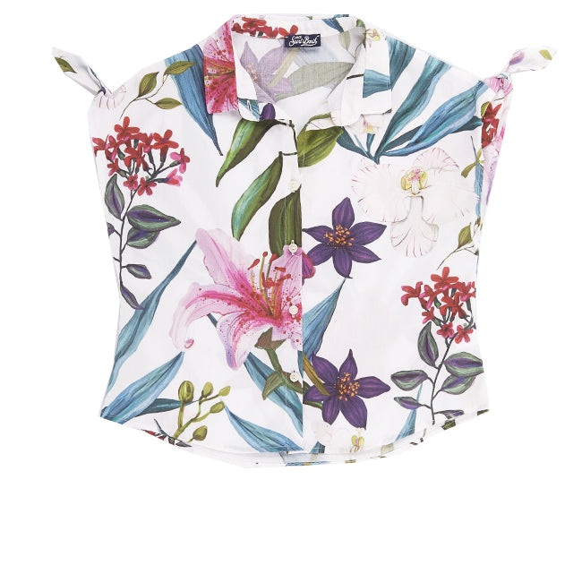 Hemdkleid für Mädchen mit tropischem Blumen-Jumbo-Print