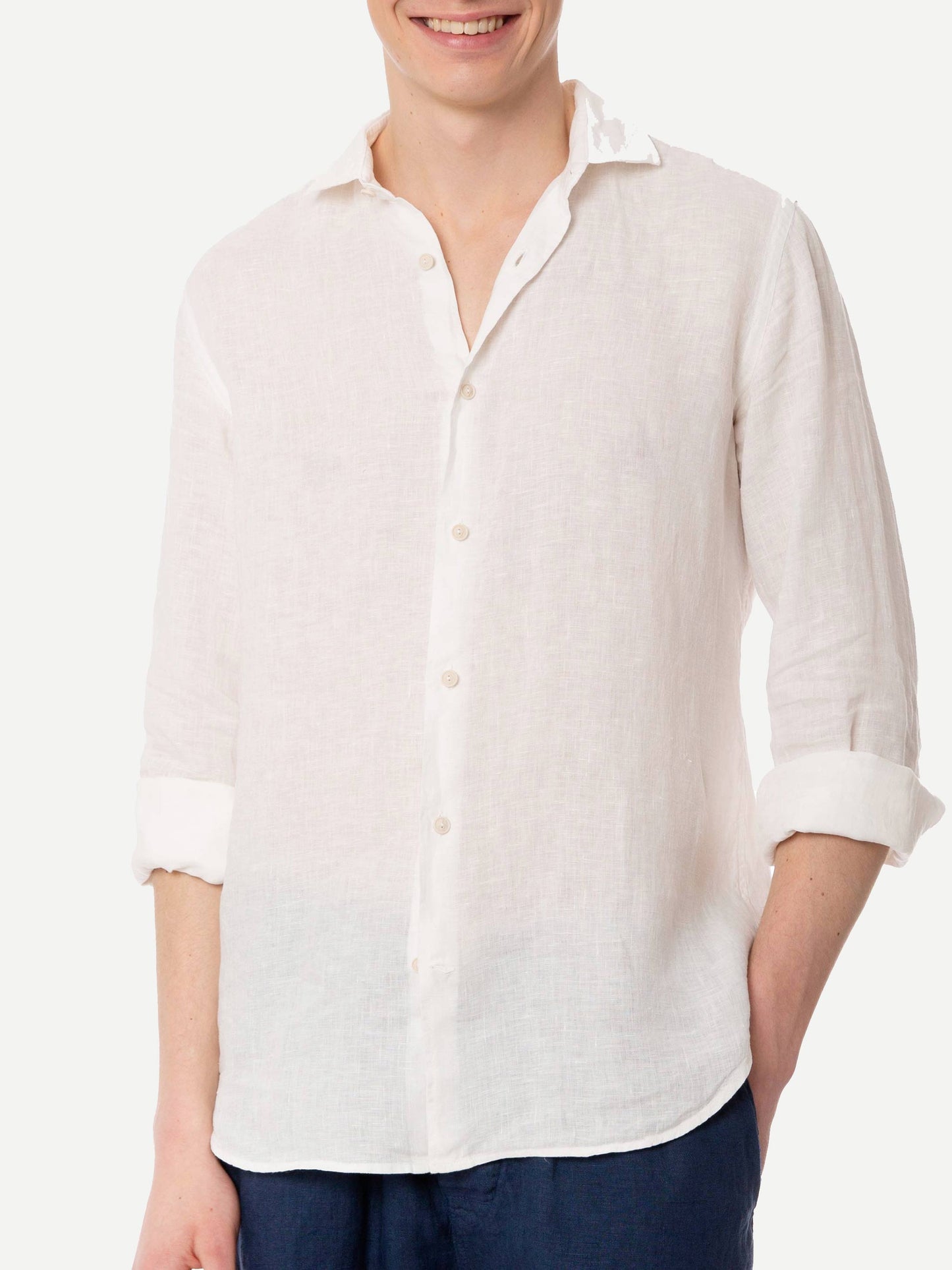 Man white linen Pamplona shirt - MC2 Saint Barth