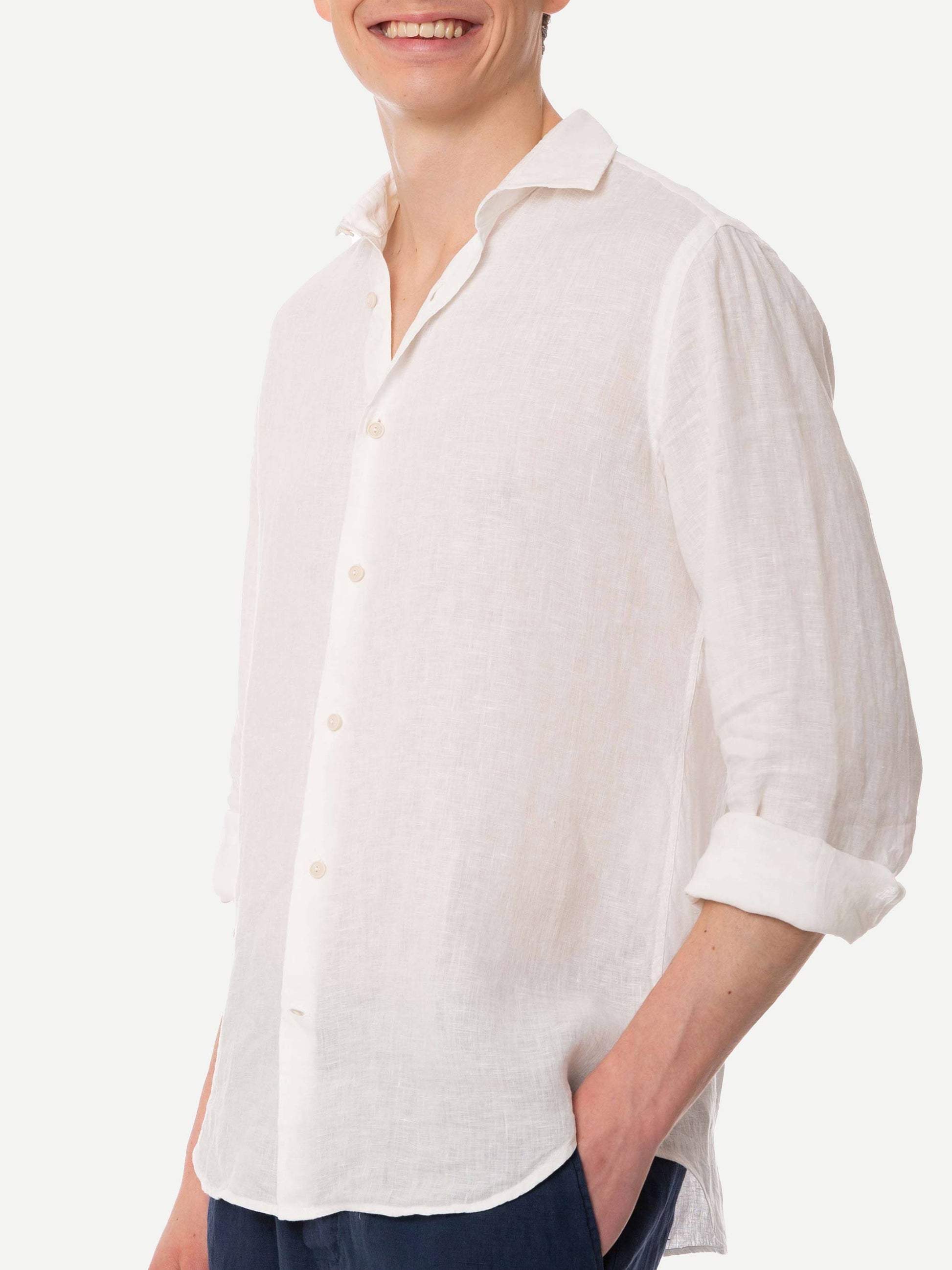 Man white linen Pamplona shirt - MC2 Saint Barth