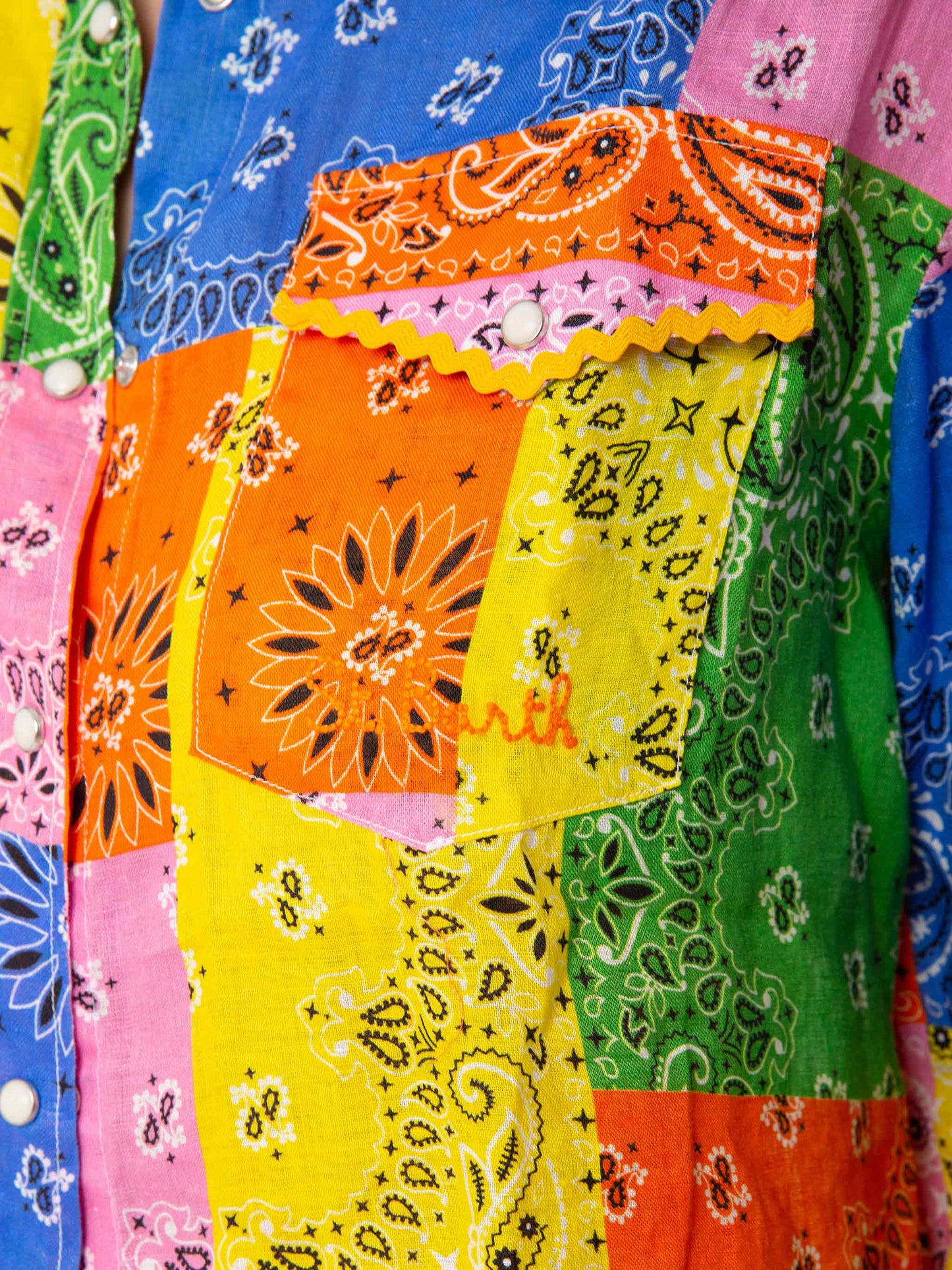 Camicia in lino stampa bandana multicolore