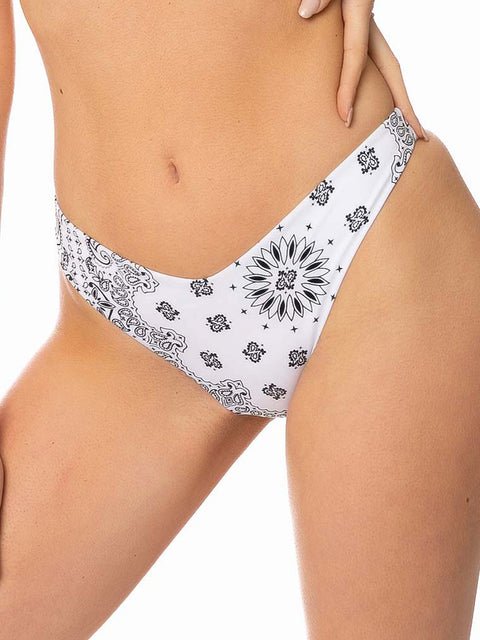Woman cheeky swim briefs with bandanna print - MC2 Saint Barth