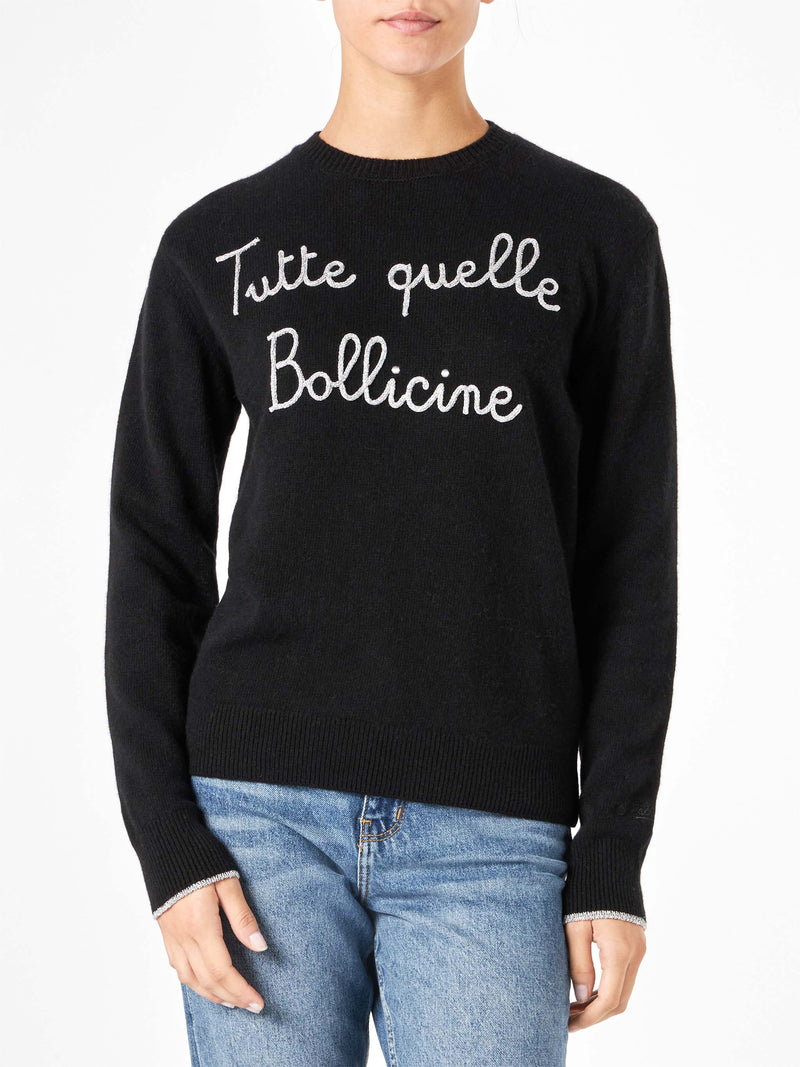 Woman sweater with Tutte quelle bollicine embroidery