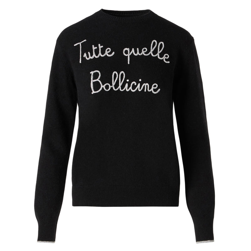 Woman sweater with Tutte quelle bollicine embroidery