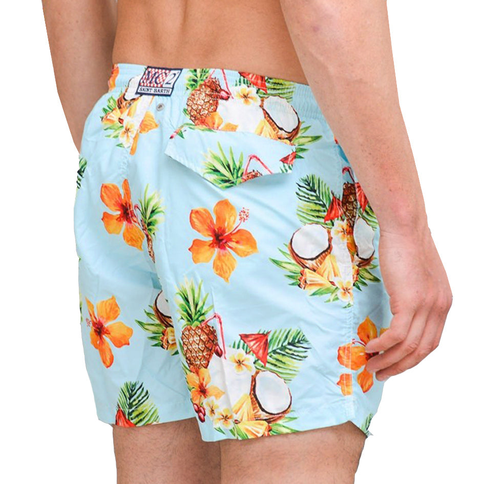 Light fabric man swim shorts coconut and pineapple print - MC2 Saint Barth