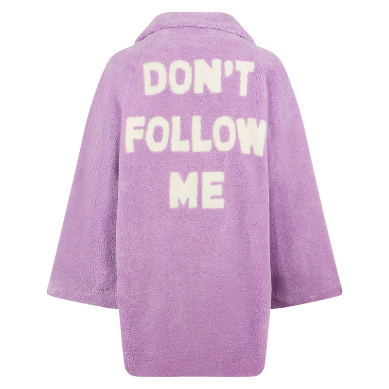 Woman coat lilac teddy fabric